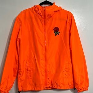 Orange rose embroidered windbreaker